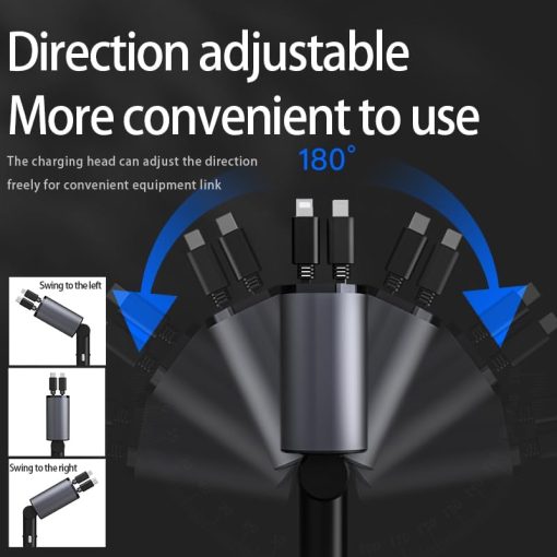 Autoladegerät, USB C, USB A, Schnellladen, max. 86 W, 2 Kabel, einziehbar - Image 4