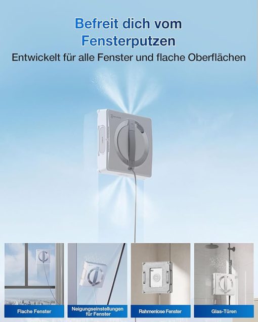 Fensterputzroboter, 3-Düsen-Wassersprüher, 10-stufiges Schutzsystem, stabiles Klettersystem - Image 6