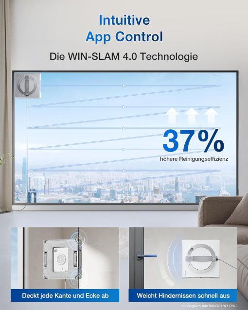 Fensterputzroboter, 3-Düsen-Wassersprüher, 10-stufiges Schutzsystem, stabiles Klettersystem - Image 3