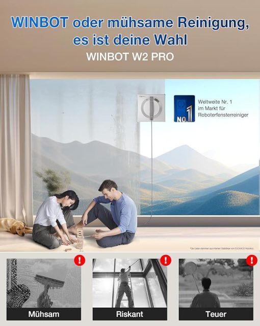 Fensterputzroboter, 3-Düsen-Wassersprüher, 10-stufiges Schutzsystem, stabiles Klettersystem - Image 4